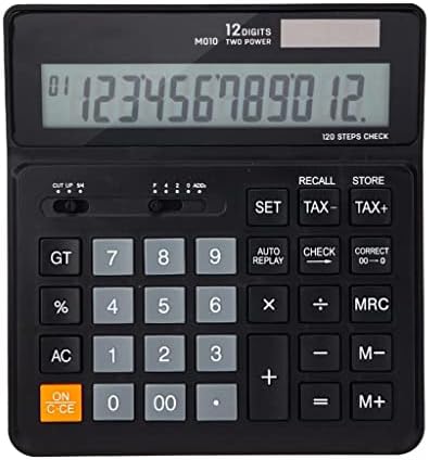 מחשבון MJWDP בדוק נכון 120 שלבים שחור לבן 12 ספרות חשמל כפול כוח משרד מחשבון שולחן עבודה מימון (צבע: B, גודל