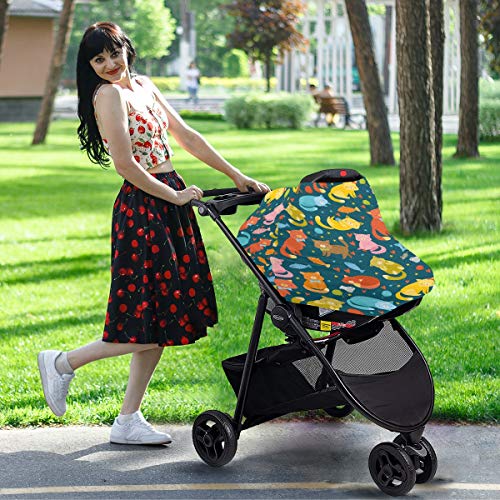 כיסויי מושב של מכונית לתינוק צבעוני - כיסוי סיעוד מניקה כיסוי מושב לרכב תינוקות, חופה של רכב רב -שימושי, לתינוק