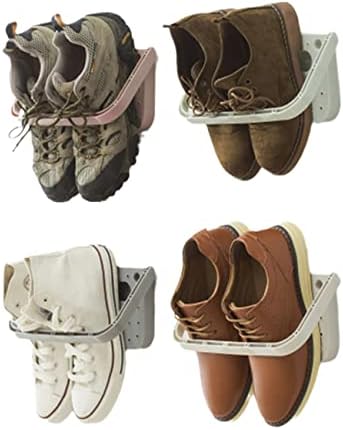 通用 4 חתיכות, מתלה נעלי פלסטיק תלויות מדבקות חבטות חותכות מדבקות נעל רכוב על קיר אחסון מתקפל נעל נעל