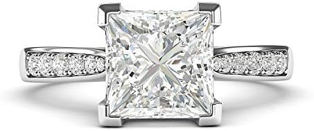 סוליטייר כסף סטרלינג 1.5 קראט סימולציה יהלום חתוך נסיכה או טבעת אירוסין מויסנטה אבני צד מבטיחות