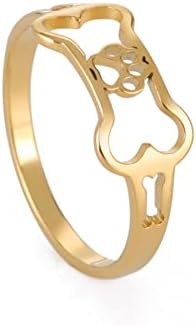 סאלורט חיות מחמד כלב עצם טבעת עם כפה הדפסת להקת תכשיטי עבור נשים גברים לחיות מחמד אוהבי זיכרון מתנות