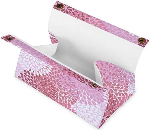 דליה רקע פרחוני קופסת רקמות מכסה עור PU רקמות מחזיק רקמות מלבניות מארגן נייר מקרים מלבני