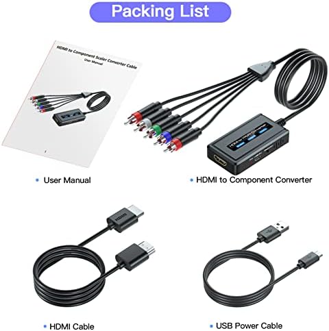 כבל ממיר רכיב HDMI לרכיב עם פונקצית SCALER, 1080p HDMI לממיר SCALE של YPBPR עם HDMI וכבלי רכיב