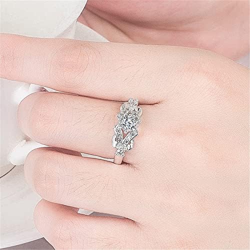 אקריליק טבעות גודל 6 ליטר טבעות לנשים אופנה טבעת מעודן זירקון טבעת יהלומי טבעת פרח טבעת אירוסין
