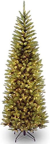 חברת העצים הלאומית המלאכותית עץ חג המולד הדק-מואר, ירוק, אשוח קינגסווד, אורות לבנים, כולל מעמד, 7 רגל