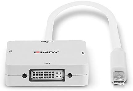 Lindy Mini DisplayPort 1.2 ל- HDMI DVI ו- VGA Converter מתאם - לבן
