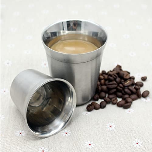 Hoshen 4oz פלדת אל חלד כוס קפה שכבה כפולה, כוס קפה מבודדת, כוס תה