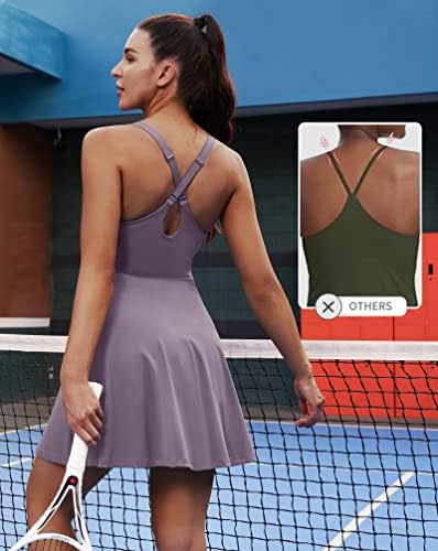 שמלת טניס נשים עם מכנסיים קצרים מתחת, כיסי שמלת אימון גולף תרגילי שמלה אתלטית לנשים