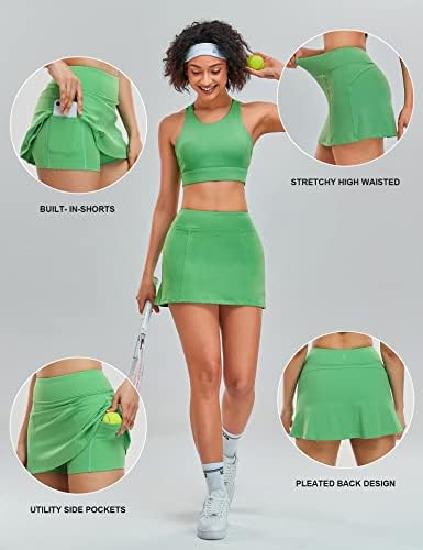 1א1א טניס חצאית גולף סקורט לנשים קצר גבוהה מותן אתלטי אימון ספורט חצאית סקורט עם מכנסיים קצרים כיסים