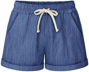 Jeke-DG נשים מכנסיים קצרים קל משקל קל בצבע אחיד המותניים המותניים המותניים בכיסים קיץ חוף חוף מכנסי טרקלין קצרים