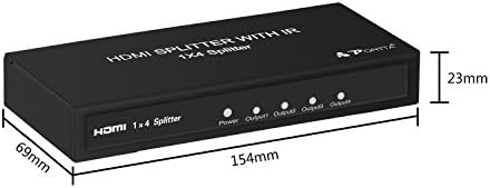 פורטטה HDMI Splitter 4 יציאה 1x4 v1.3 עם IR תמיכה מרחוק 1080p HDTV 3D HD Audio