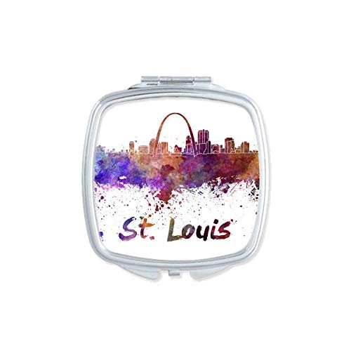 סנט לואיס אמריקה עיר בצבעי מים מראה נייד קומפקטי כיס איפור כפול צדדי זכוכית