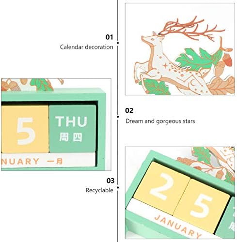 מתכנן גלפאדה מעץ תמידי תאריך תאריך לוח השנה בלוקים קוביית שולחן עבודה קריקטורה מספר תאריך תאריך בלוק לוח שנה
