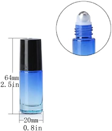 Qixivcom 20 חבילה 5 מל מיני שיפוע זכוכית כחולה זכוכית כחולה בקבוק רולר שמן ניחוח ניחוח ניחוח מיכל זכוכית קוסמטית