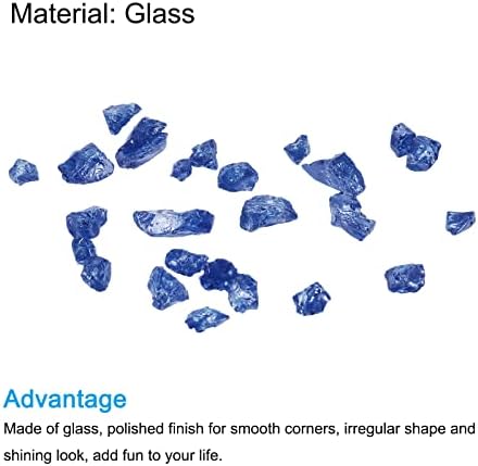 חצץ זכוכית דקורטיבי של Meccanixity 320 גרם/0.7 קילוגרם סלע לא סדיר אבן חול כחול לצמחי מיכל דגים קישוט