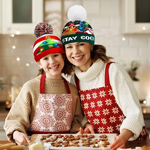 מוקום 3 יחידות להאיר כובעי חג המולד סרוג הוביל כובעי חג המולד חג המולד להאיר כובעים לשני המינים חורף