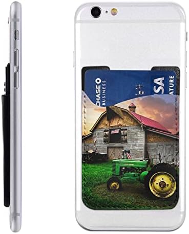 טרקטור ישן חווה חווה מחזיק כרטיסי כרטיסי עור PU תעודת זהות תעודת זהות נרתיק 3M שרוולי דבק לכל הסמארטפונים