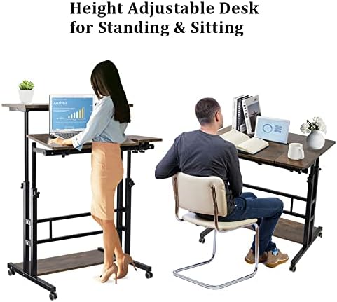 שולחן עמידה נייד, שולחן מתגלגל שולחן מחשב מתכוונן, עמדת שולחן מחשב נייד תחנת עבודה ניידת לכיתת משרד