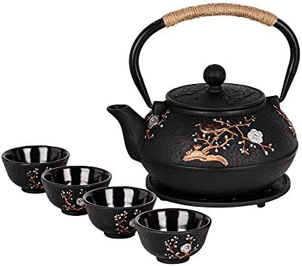 קומקום ברזל יצוק עם כוסות תה טריבט טריבט סגנון יפני טטסובין תה קומקום עם מתנה לתה ברזל מתנה למשפחת אם למבוגרים