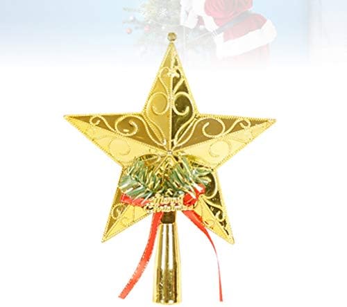 Pretyzoom 2 pcs זהב עץ חג המולד נוצץ Topper Toetop Treetop לקישוט עץ חג המולד או לעיצוב הבית