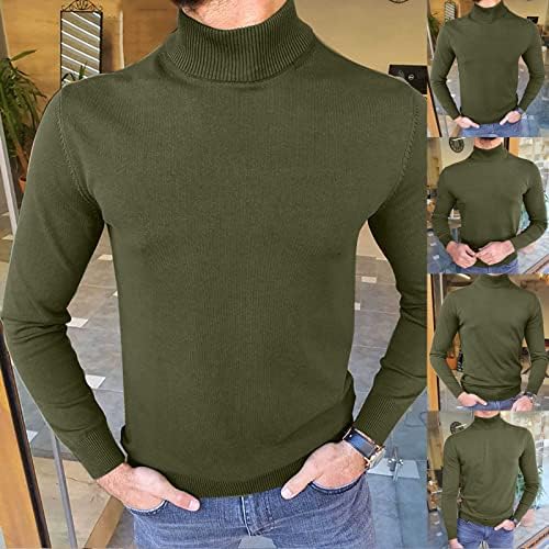 גברים חולצות שכבת בסיס סוודרים בצבע אחיד בצוואר עגול צוואר דק מתאים