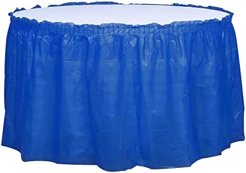 אפבורמארט 14 רגל כחול רויאל 10 מיל עבה / קפלים חצאיות שולחן פלסטיק-חצאית שולחן חד פעמית הוכחה לשפוך