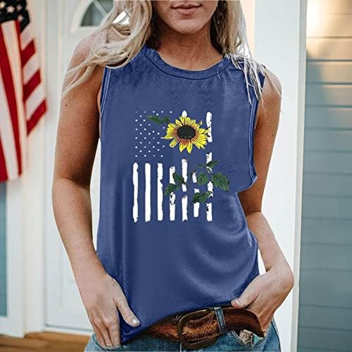 גופיות טנקים 4 ביולי לנשים לנשים דגל אמריקאי חולצת טי קיץ פטריוטי ללא שרוולים פטריוטי יום עצמאות חולצות