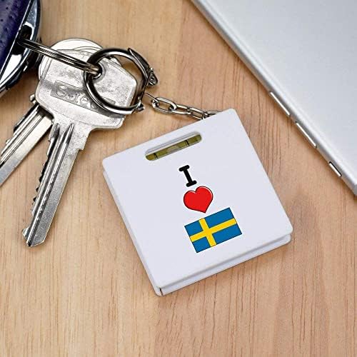 אזידה' אני אוהב שוודיה ' מחזיק מפתחות סרט מדידה / פלס כלי