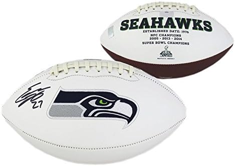 אדי לייסי עם חתימה/חתומה של סיאטל סיהוקס רקום כדורגל לוגו NFL