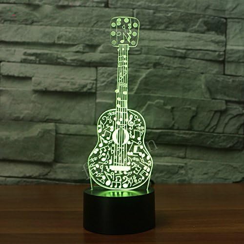 לגיטרה תלת מימדית אור אור USB מתג מגע עיצוב מנורה חיה שולחן שולחן שולחן מנורות אשליה אופטית 7 אורות