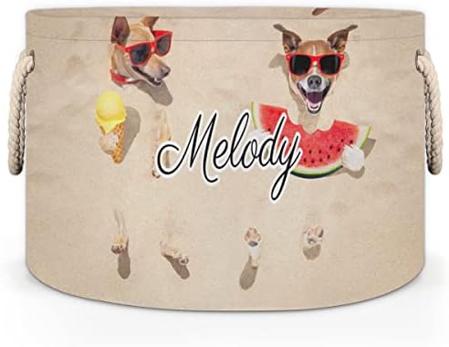 כלבי קיץ מצחיקים סלים ארוגים של סל חבלים גדולים במיוחד לאחסון שמיכות, גלידת אבטיח גלידת כלבים סלסל