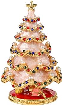צ ' יפו קלאסי ורוד עץ חג המולד אמייל תכשיט תיבת צירים, מתנה ייחודית למשפחה