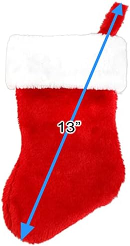 גרב חג המולד 9 אדום עם סט שרוול קטיפה לבנה של 4 גרביים גרביים למילוי תלויים גרבי חג המולד קטיפה גרב