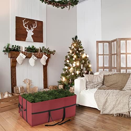 שדון סטור 83-5055 כבד החובה בד חג המולד אחסון תיק גדול עבור 7.5 רגל עץ, אדום