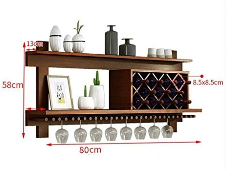מדף קיר-מדף יין תלוי על קיר מעץ, מארגן מדף תבלינים דו-צדדי עם 80 על 13 על 58 סמ