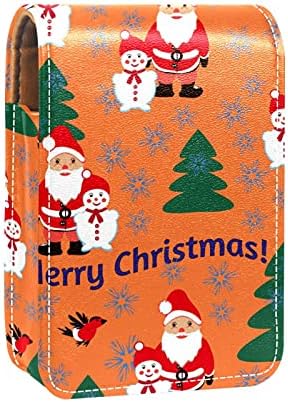 חג המולד סנטה קלאוס עץ שלג גלוס מחזיק שפתון מקרה נייד איפור תיק נסיעות שפתון ארגונית מקרה עם מראה מיני שפתון תיבת