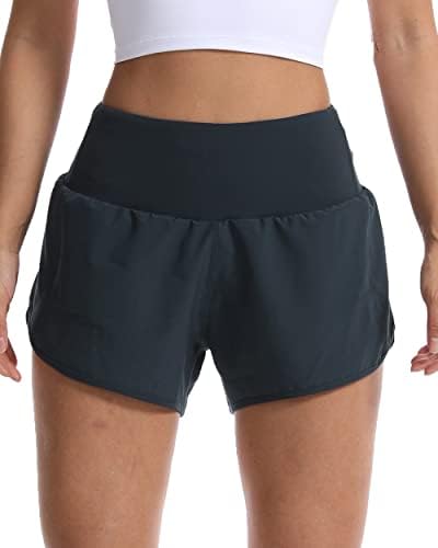 Kcutteyg המריץ מכנסיים קצרים לנשים עם מכנסי אימון קלים משקל קלים במותניים עם כיס אחורי- 4