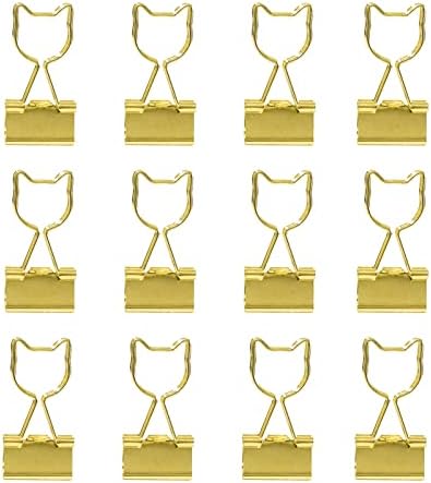 קליפים קלסר חתולים 3/4 אינץ 'קטעי נייר זהב בינוני בקופסת קריסטל אקרילית לציוד לעיצוב משרדים, חבילה