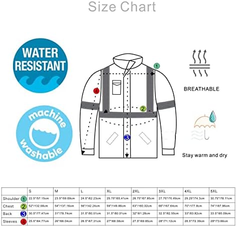 ז'קט מפציץ בטיחות נראות גבוהה לאקסגרם לגשם, רוכסן אניה פליס, אטום למים, מעיל אבטחת ציוד גשם בעבודה