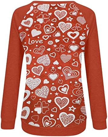 נשים חמוד אהבת לב הדפסת חולצות גרפי סוודרי חג האהבה שמחה חולצות צווארון עגול סוודר חולצות