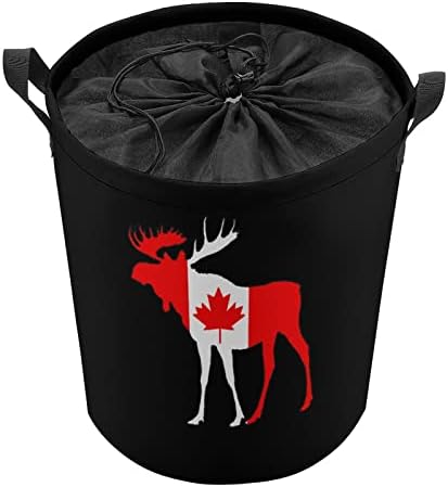 קנדה דגל איילים מתקפל סל כביסה גדול כביסת קל משקל אחסון סל צעצוע ארגונית עם ידיות