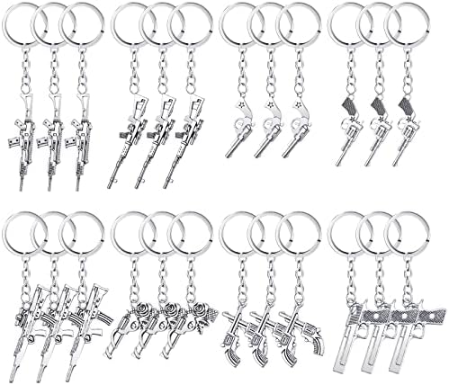 24 יחידות אקדח מחזיקי מפתחות לגברים מיני אקדח דגם מחזיק מפתחות מגניב מחזיקי מפתחות מפתח טבעת גברים