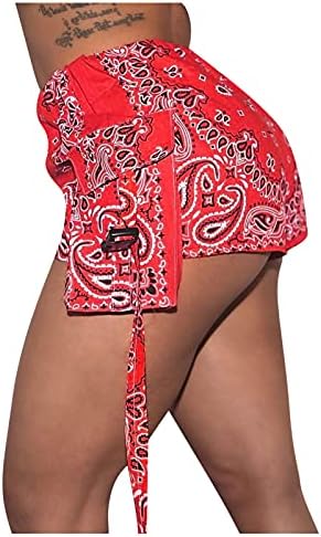 מכנסיים קצרים אתלטים של Beuu לנשים הדפס מזדמן ספורט מותניים גבוהים יוגה יוגה נוחים מכנסיים קצרים
