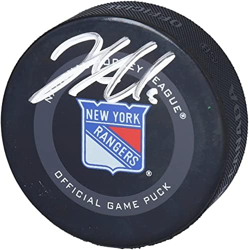 ג'ייקוב טרובא ניו יורק ריינג'רס חתימה משנת 2019 דגם משחק רשמי פאק - חתימה NHL Pucks
