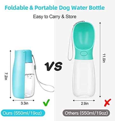 בקבוק מים לכלבים הוסקייפ מתקפל, חסין דליפות מתקן מים לכלבים נייד 19 עוז עם מזין שתייה, קל משקל ונוח