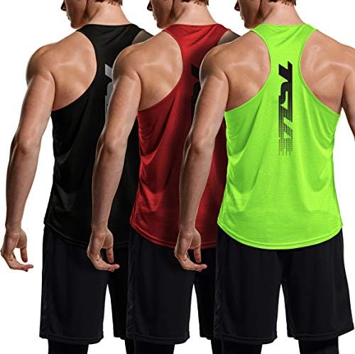 TSLA 3 חבילה לגברים יבש מתאים ל- Y-Back Ruscle Rumcle גופיות, גופיית כושר אימונים אתלטית, חולצות