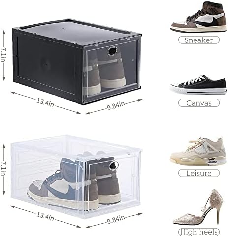 6 חבילות מארגן תיבת נעליים של Wanhux ， קופסת נעליים מפלסטיק הניתנת לערימה עם דלת ברורה ， אחסון תיבת נעליים שקופה