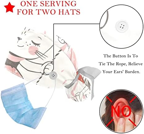 כובע קרצוף רפואי לנשים, ראש פרה וינטג 'משקפיים אדומים ורוד רטרו בופנט עבודה כובע כובע כובעי סרט קשירה