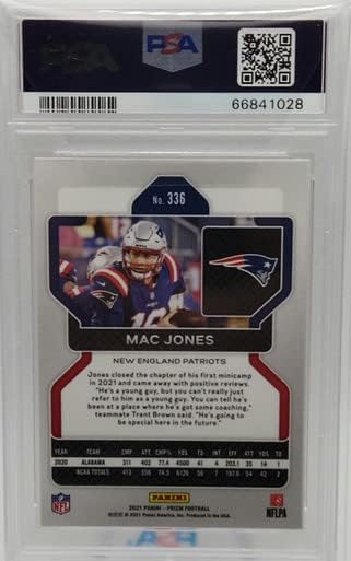 Mac Jones ניו אינגלנד פטריוטס 2021 Panini Prizm כרטיס טירון 336 PSA 9 MINT