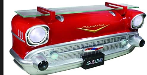 Sunbeltgifts 1957 Chevy Bel Car מדף צף, אדום, פנסי LED עובדים 3 סוללות AA, 20.0 x 6.1 x 8.0 אינץ ', 8.0 פאונד,